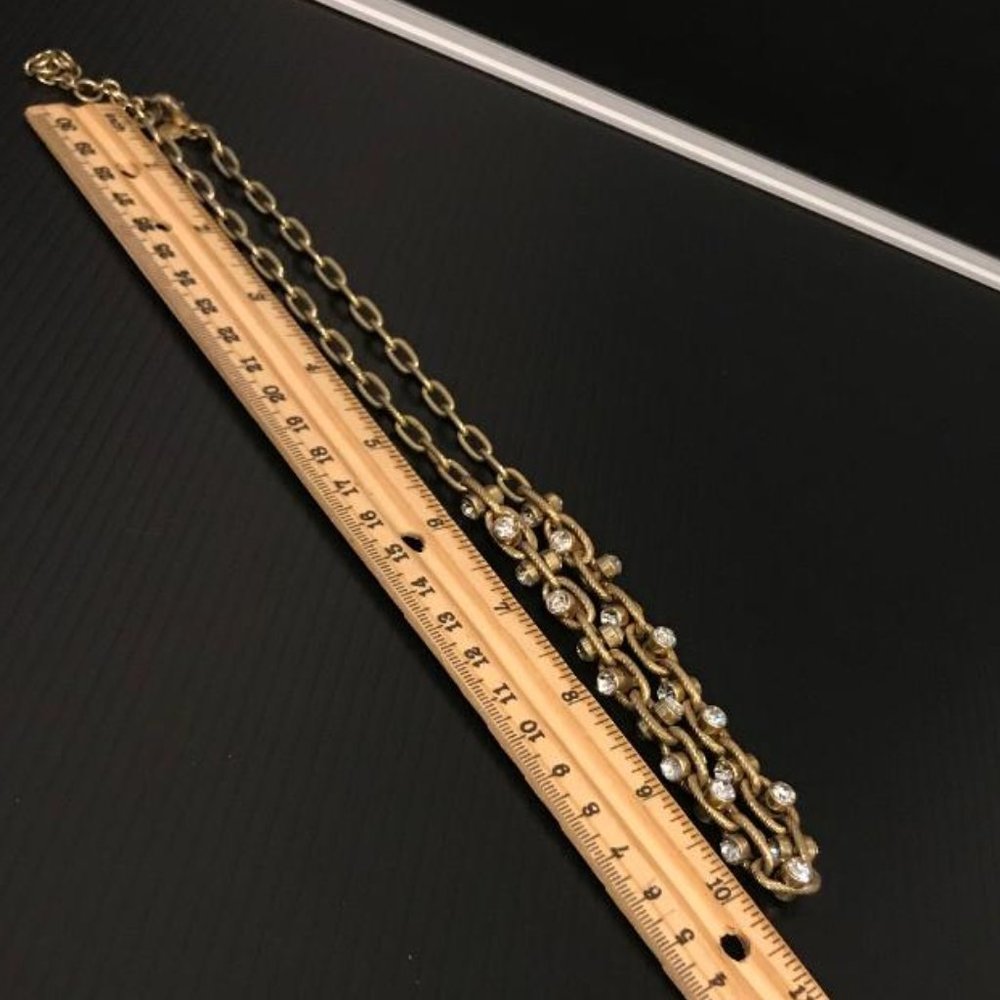J. Crew Antique Gold-Tone & Rhinestone Necklace - Picture 6 of 8
